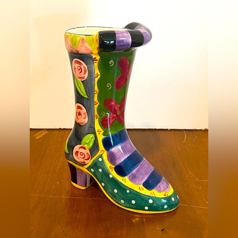 Milson And Louis Hand Painted Porcelain Boot.